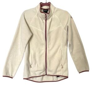 Burton Full Zip cream Textured Fleece Jacket Women's Long Sleeve Hi‎ Low Polar S